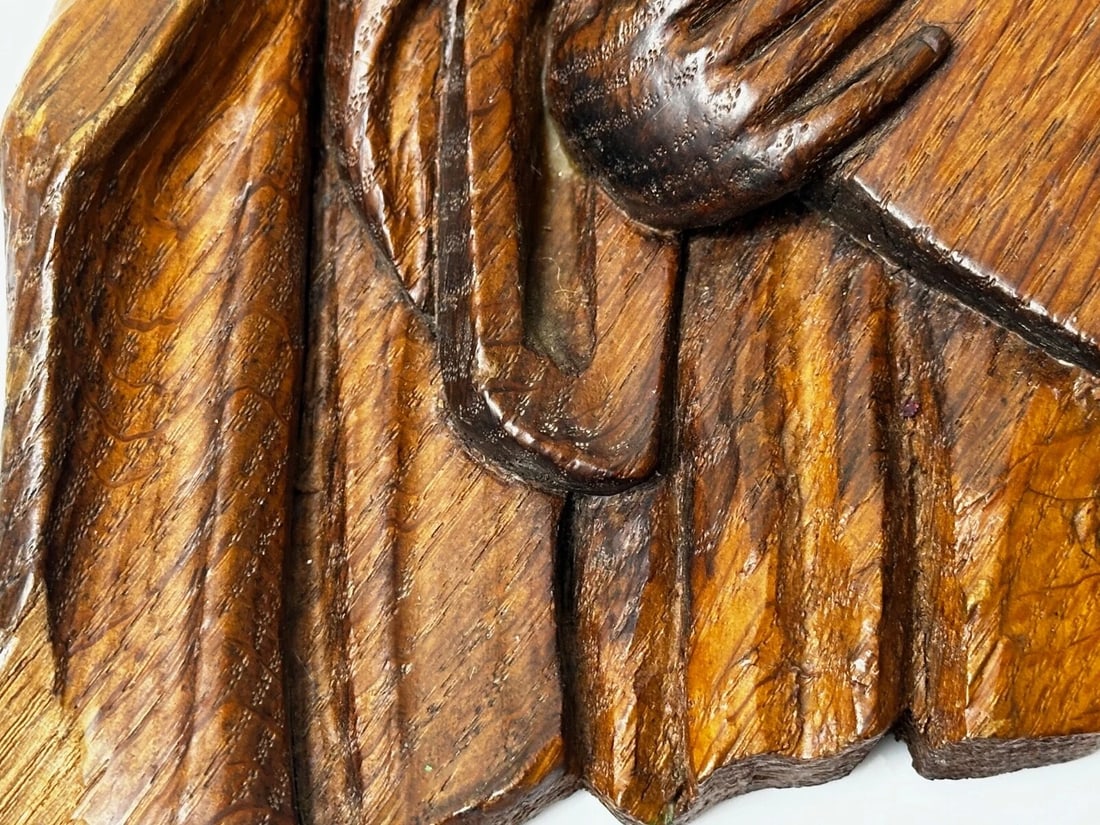 19th Century Carved Religious Figure Saint Holding Shield Crossed Keys Of Heaven - 17