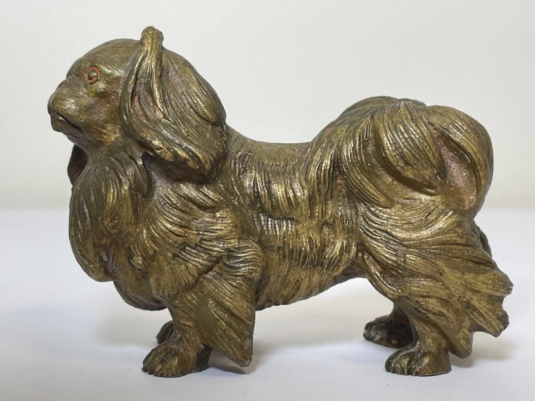 Antique Austrian Miniature Bronze Pekingese Dog Sculpture - 2