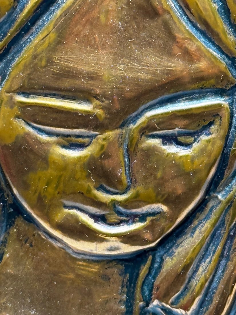 Mid-Century Eastern European Copper Harvest Maiden Hand-Worked Modernist Relief - 7