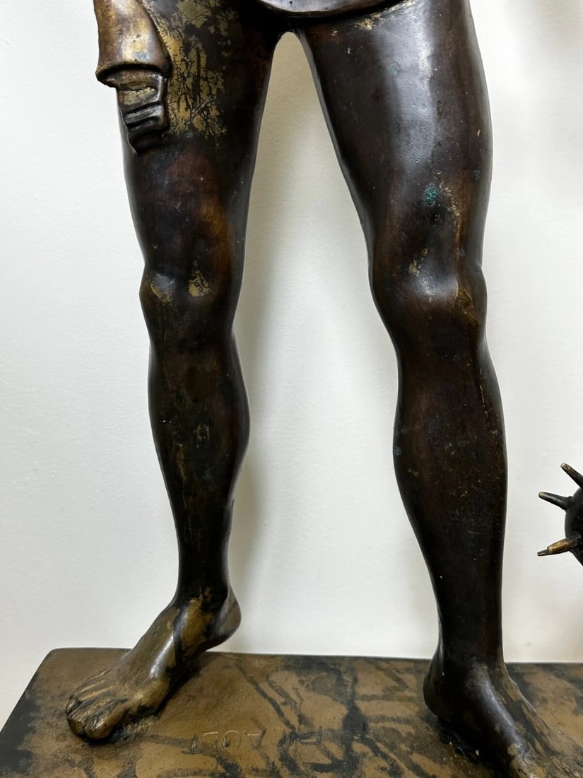 Antique French Bronze Gladiator Warrior Sculpture After Emile Louis Picault - 3