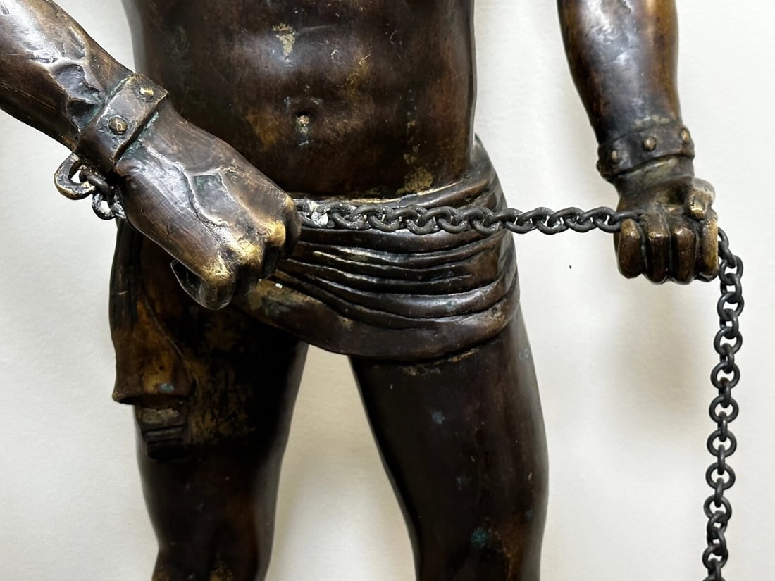 Antique French Bronze Gladiator Warrior Sculpture After Emile Louis Picault - 6