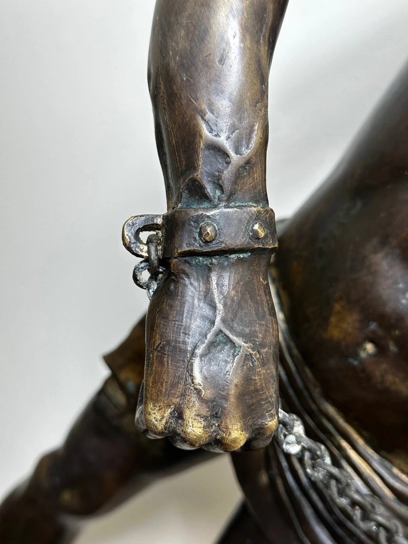 Antique French Bronze Gladiator Warrior Sculpture After Emile Louis Picault - 7