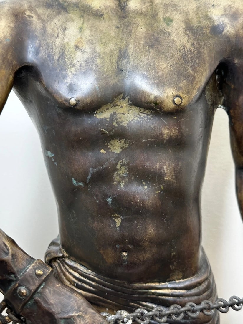 Antique French Bronze Gladiator Warrior Sculpture After Emile Louis Picault - 8