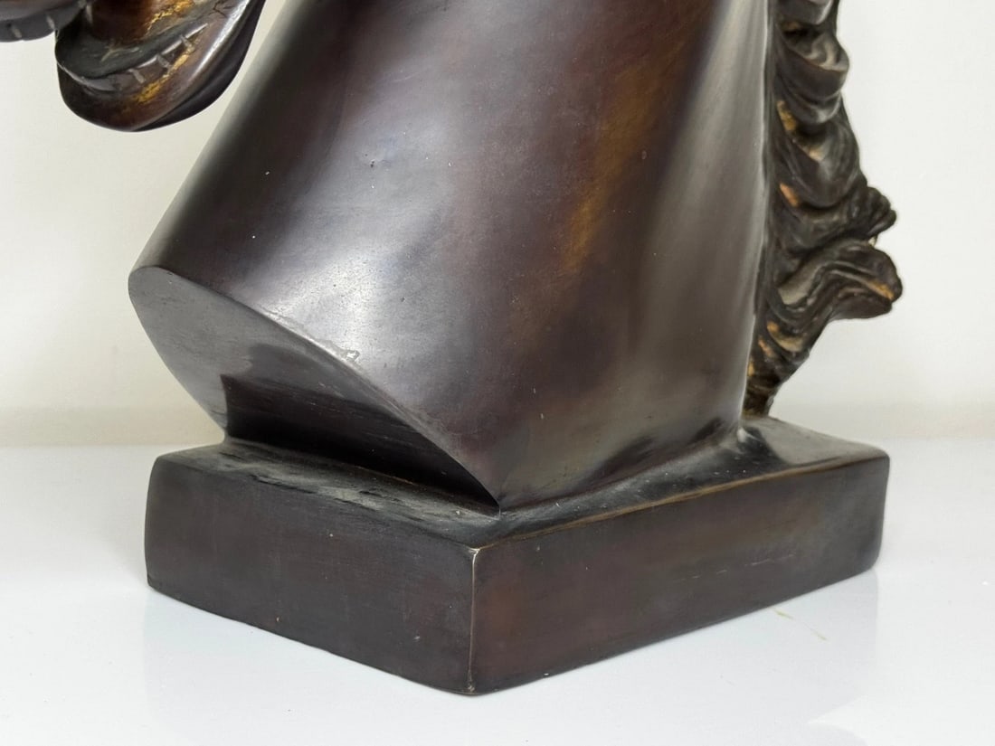 Expressive Italian Classical Bronze Horse Head c1950 After Raffaello Romanelli - 3