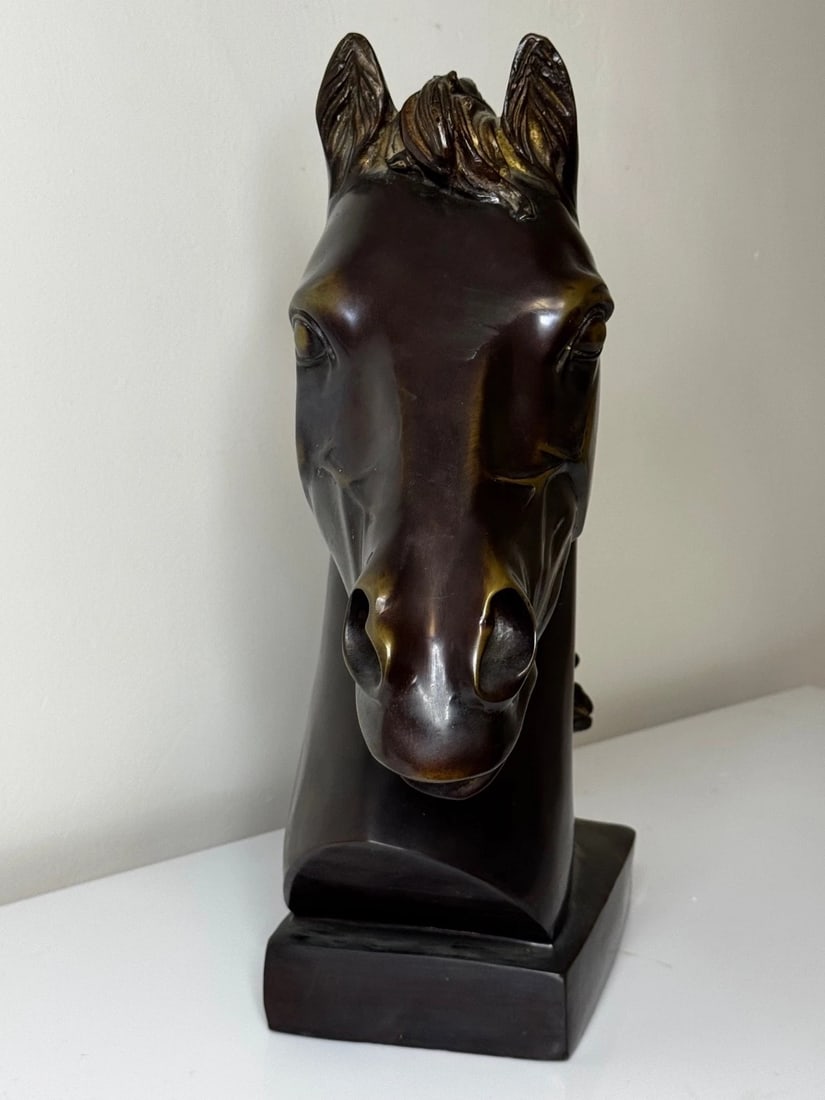 Expressive Italian Classical Bronze Horse Head c1950 After Raffaello Romanelli - 8