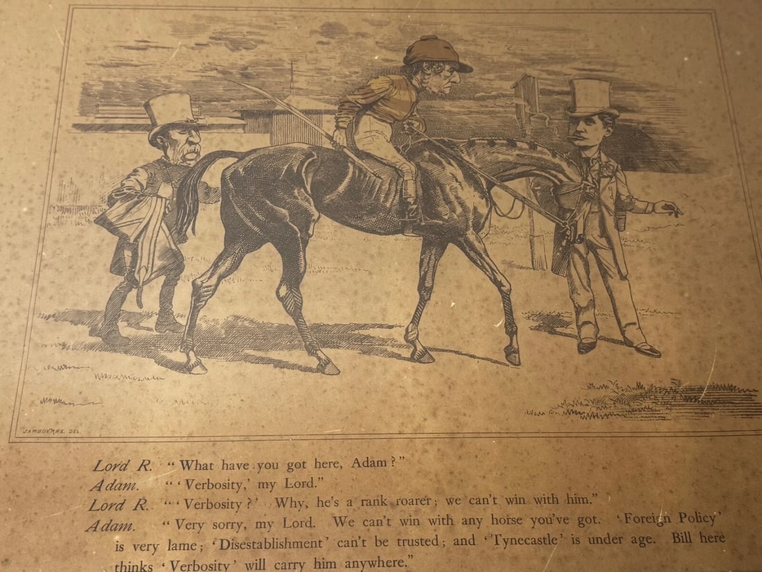 Political Print William Gladstone As Lord Rosebery's Jockey On Horse Verbosity - 2