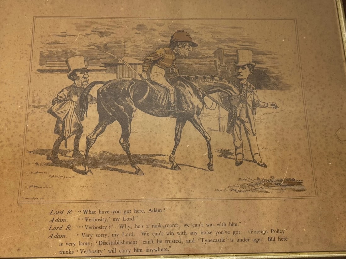 Political Print William Gladstone As Lord Rosebery's Jockey On Horse Verbosity - 7