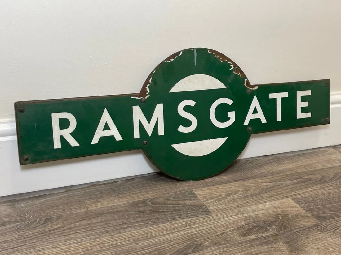 Landmark Railway Heritage Southern Railway Enamel Target Sign Ramsgate Station - 3