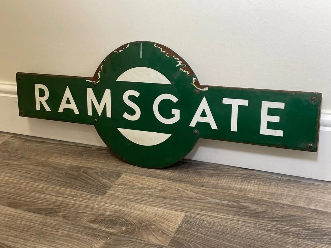 Landmark Railway Heritage Southern Railway Enamel Target Sign Ramsgate Station - 4