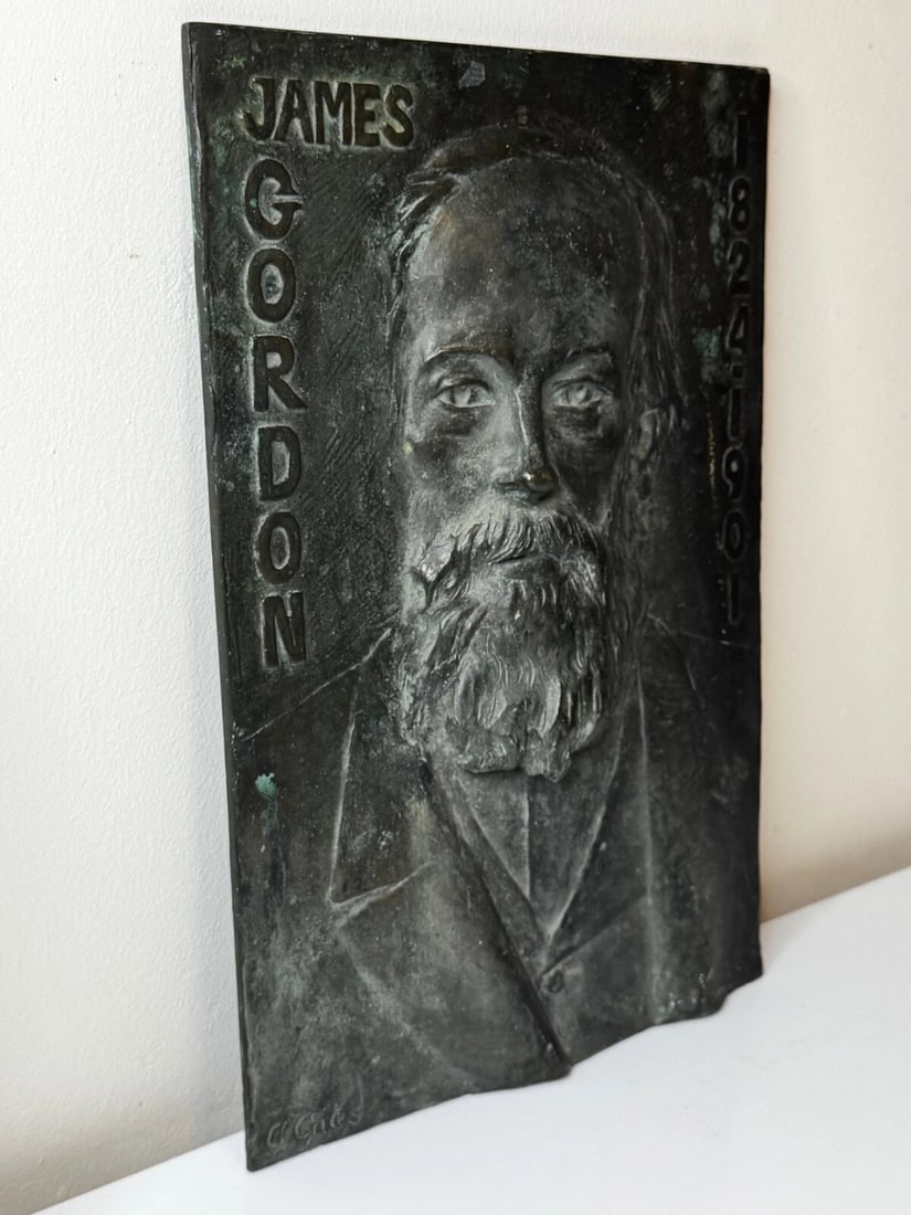 Scottish Timeless Legacy Portrait James Gordon 1824-1901 Bronze Sculpture Panel - 16