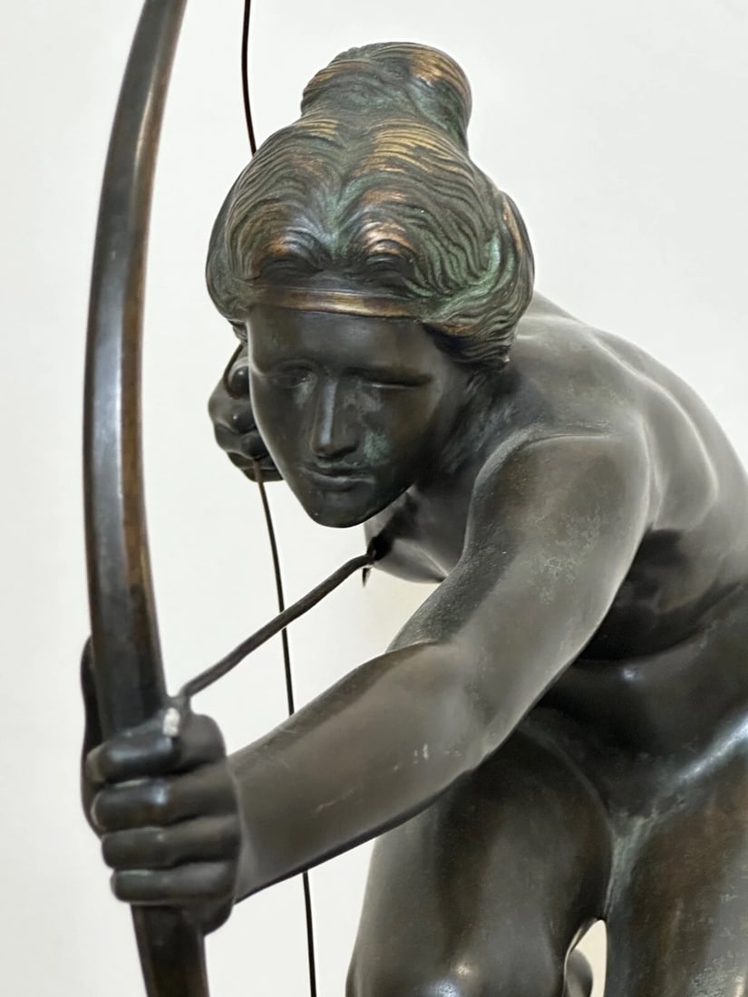 Art Deco Bronze Classical Myth Sculpture Diana the Huntress - 2