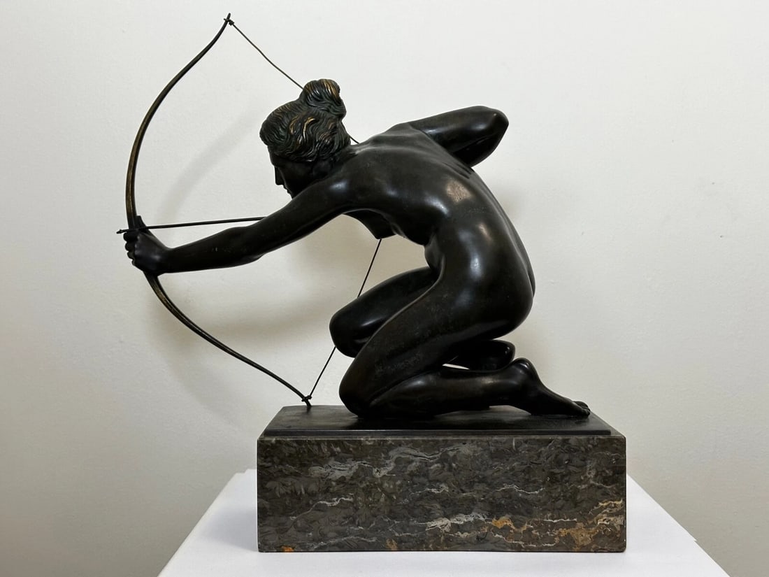 Art Deco Bronze Classical Myth Sculpture Diana the Huntress - 3