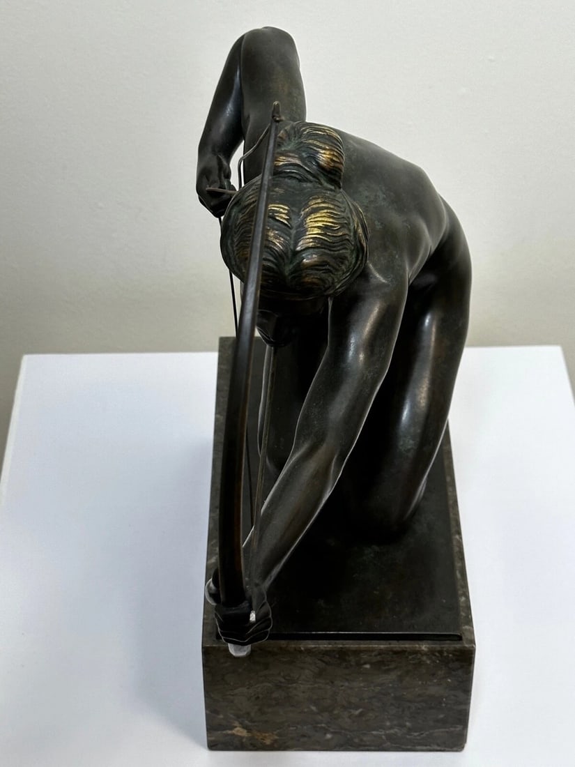 Art Deco Bronze Classical Myth Sculpture Diana the Huntress - 6