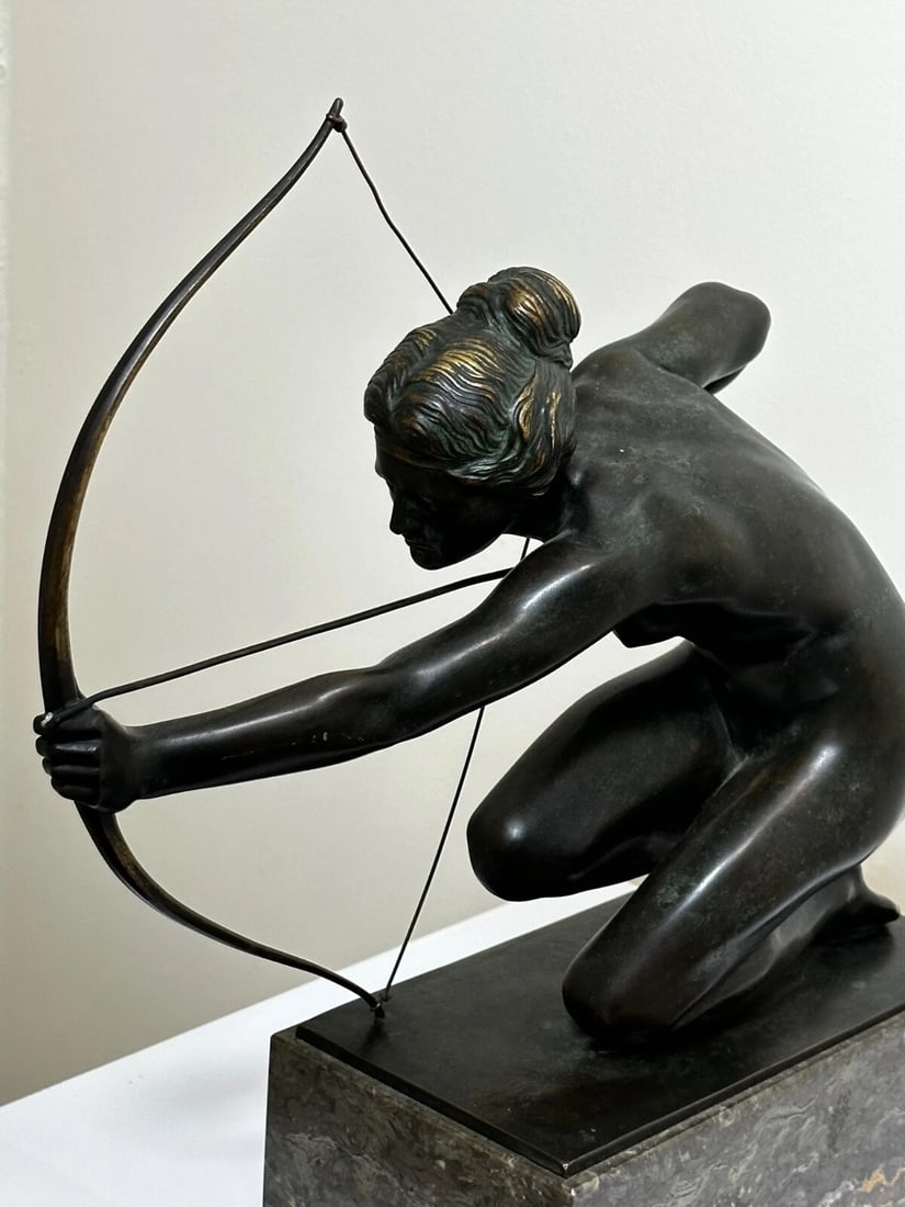 Art Deco Bronze Classical Myth Sculpture Diana the Huntress - 7