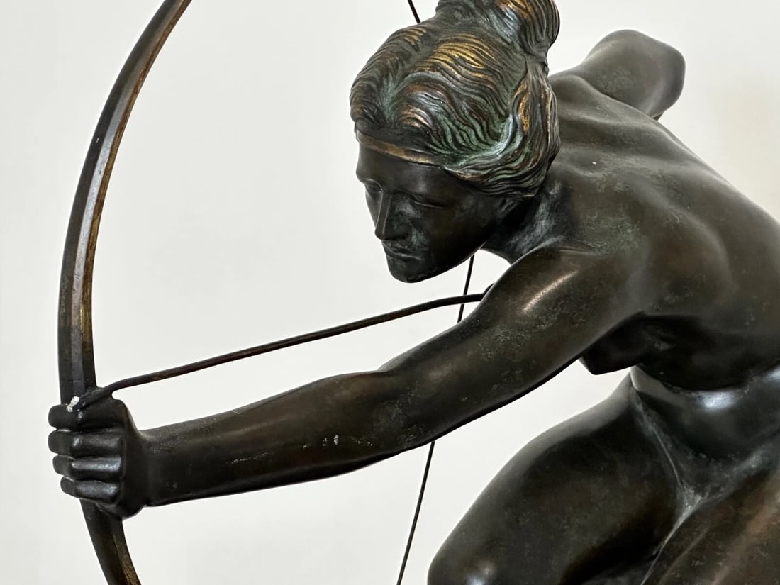 Art Deco Bronze Classical Myth Sculpture Diana the Huntress - 9