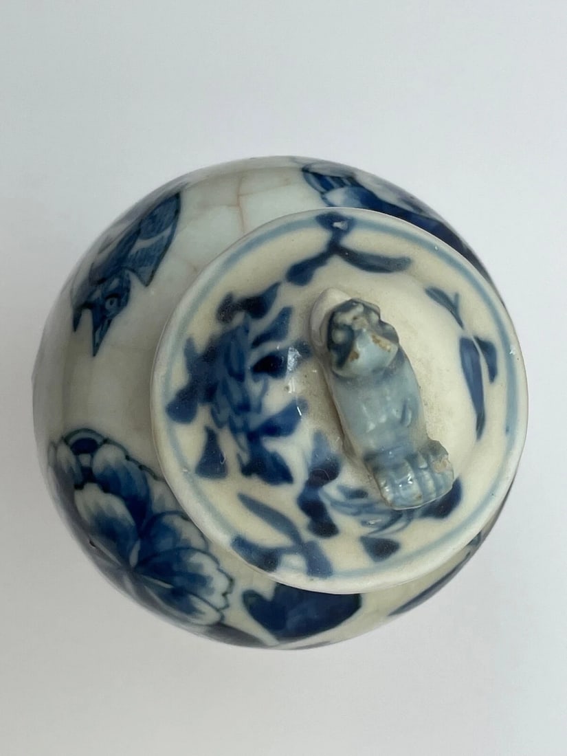Small Qing Chinese Kangxi Mark 19th Century Temple Foo Dog Vase - 4