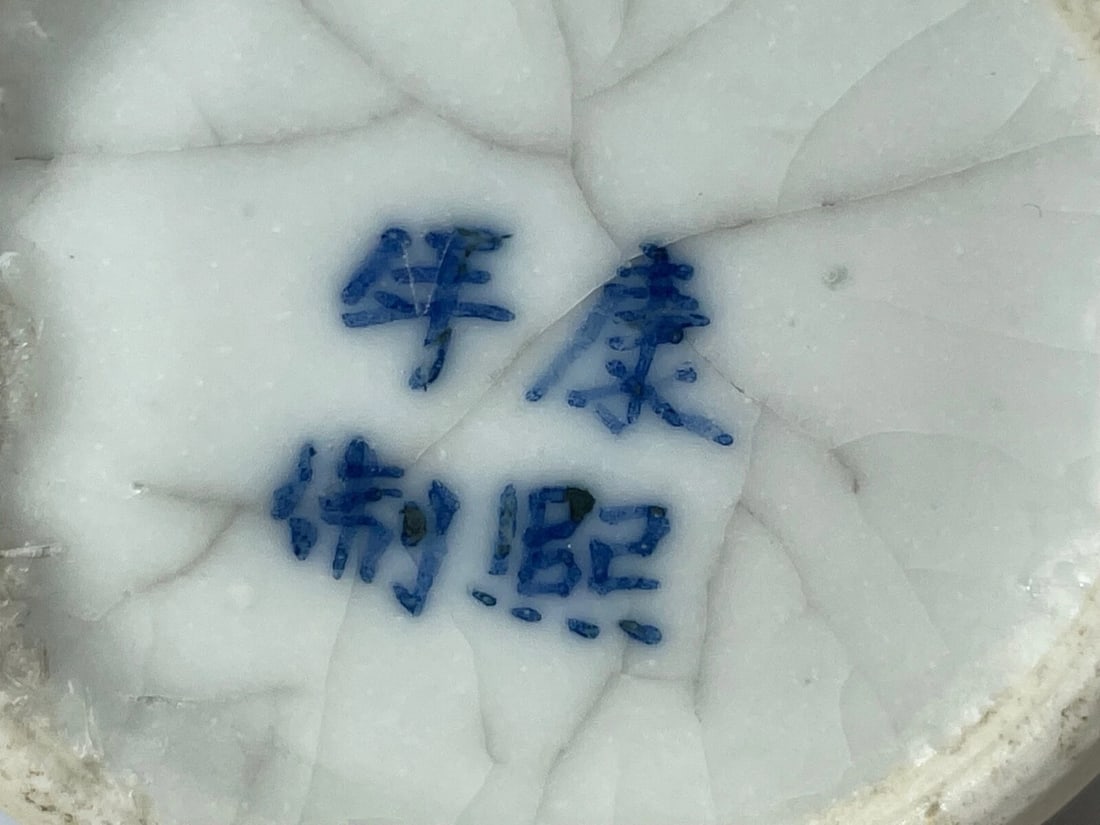 Small Qing Chinese Kangxi Mark 19th Century Temple Foo Dog Vase - 8