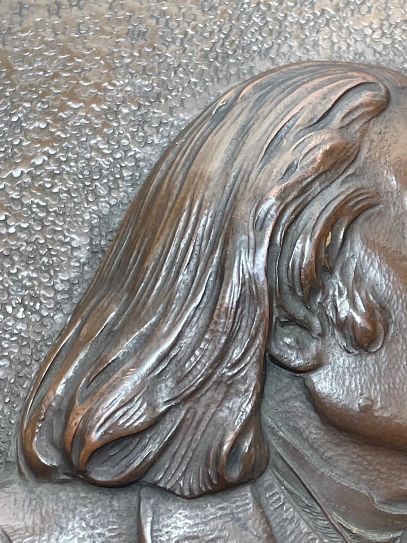 Antique Bronze Sculpture Franz Liszt "Music Pianist Composer Wall Plaque Signed - 11