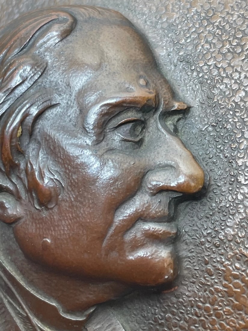 Antique Bronze Sculpture Franz Liszt "Music Pianist Composer Wall Plaque Signed - 9