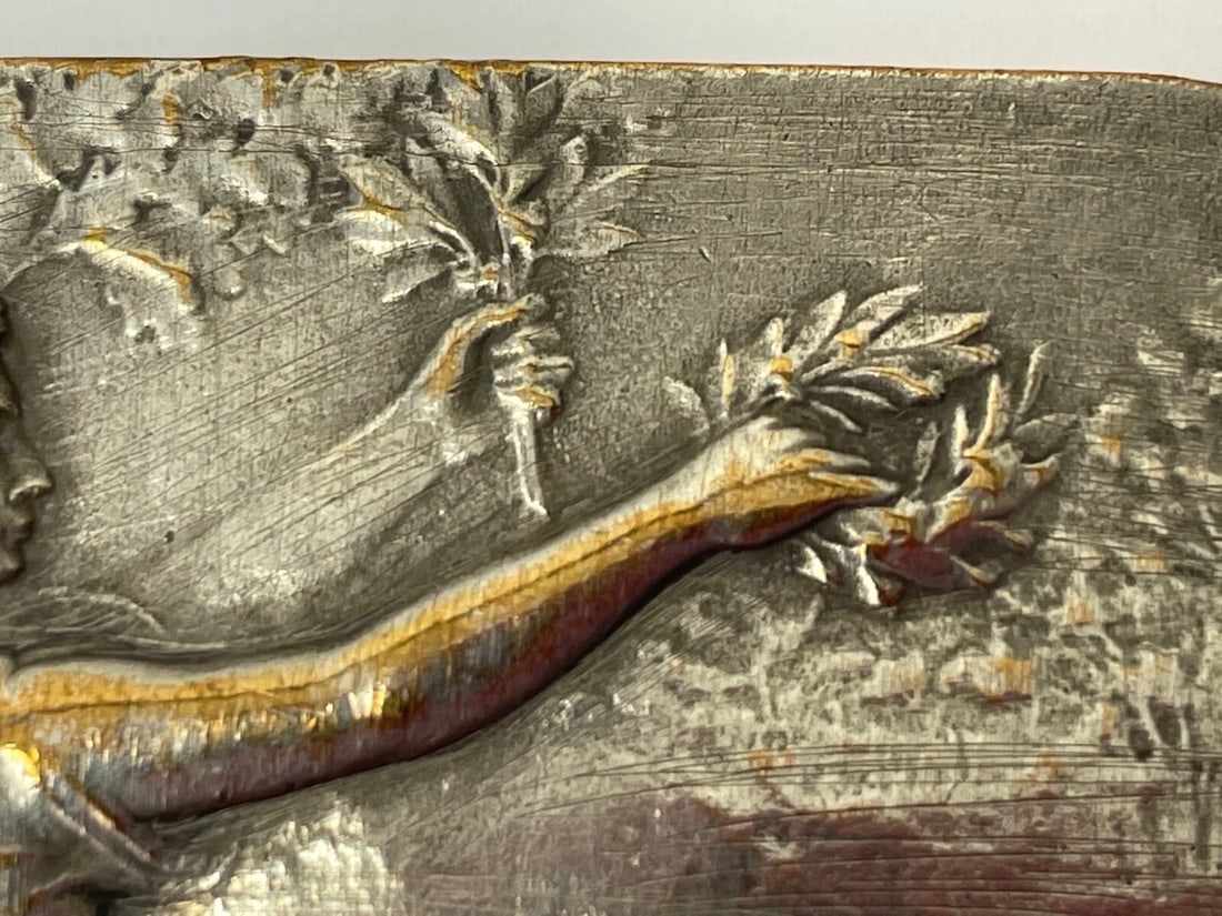 Small Early 20th Century Silvered Bronze Plaque Gloria Signed Felix Rasumny - 4