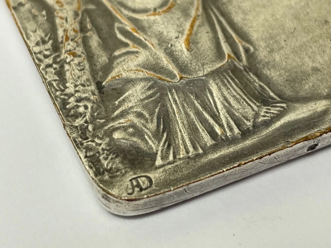 Small Early 20th Century Silvered Bronze Plaque Gloria Signed Felix Rasumny - 6