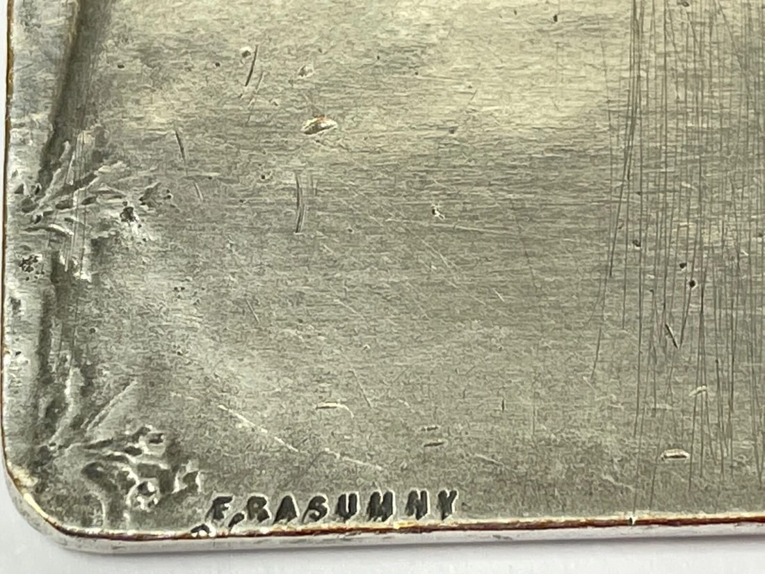 Small Early 20th Century Silvered Bronze Plaque Gloria Signed Felix Rasumny - 9