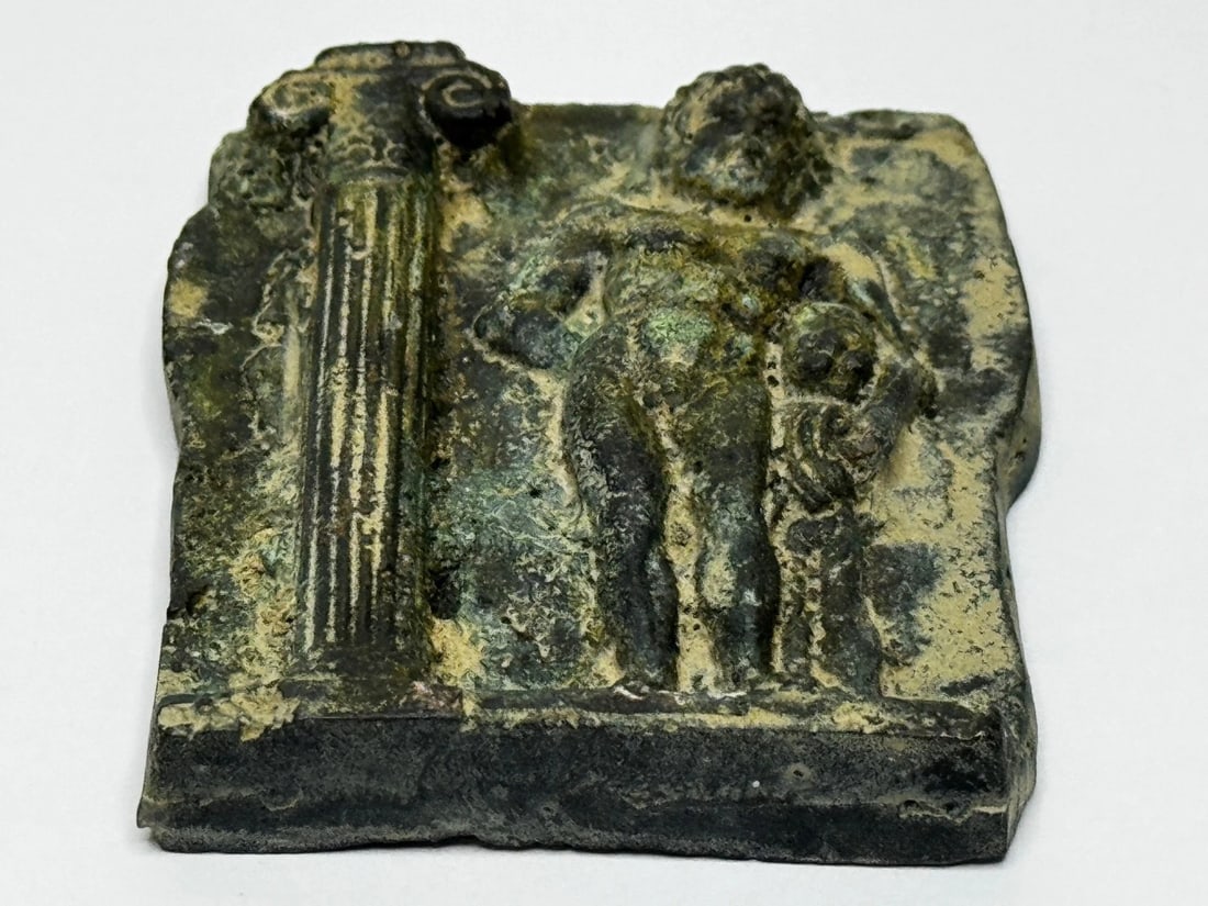 Historic Classical Mythology Roman Bronze Plaque Mount Hercules (Heracles) - 3