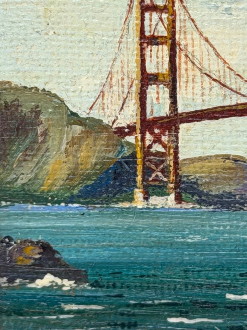 Oil Coastal Painting Golden Gate Bridge, San Francisco, California c.1980 - 3