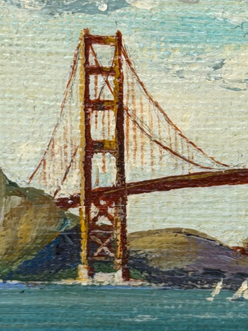 Oil Coastal Painting Golden Gate Bridge, San Francisco, California c.1980 - 4
