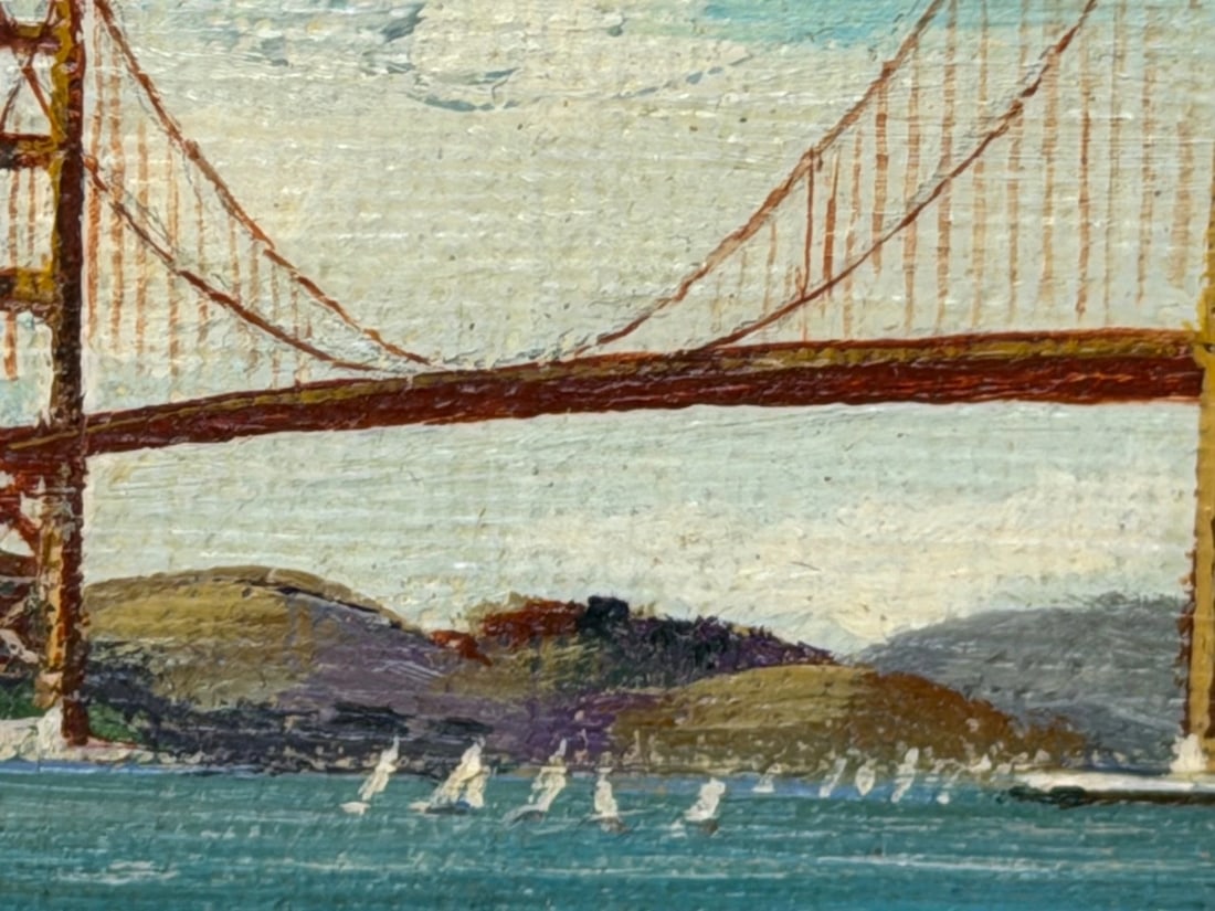 Oil Coastal Painting Golden Gate Bridge, San Francisco, California c.1980 - 5
