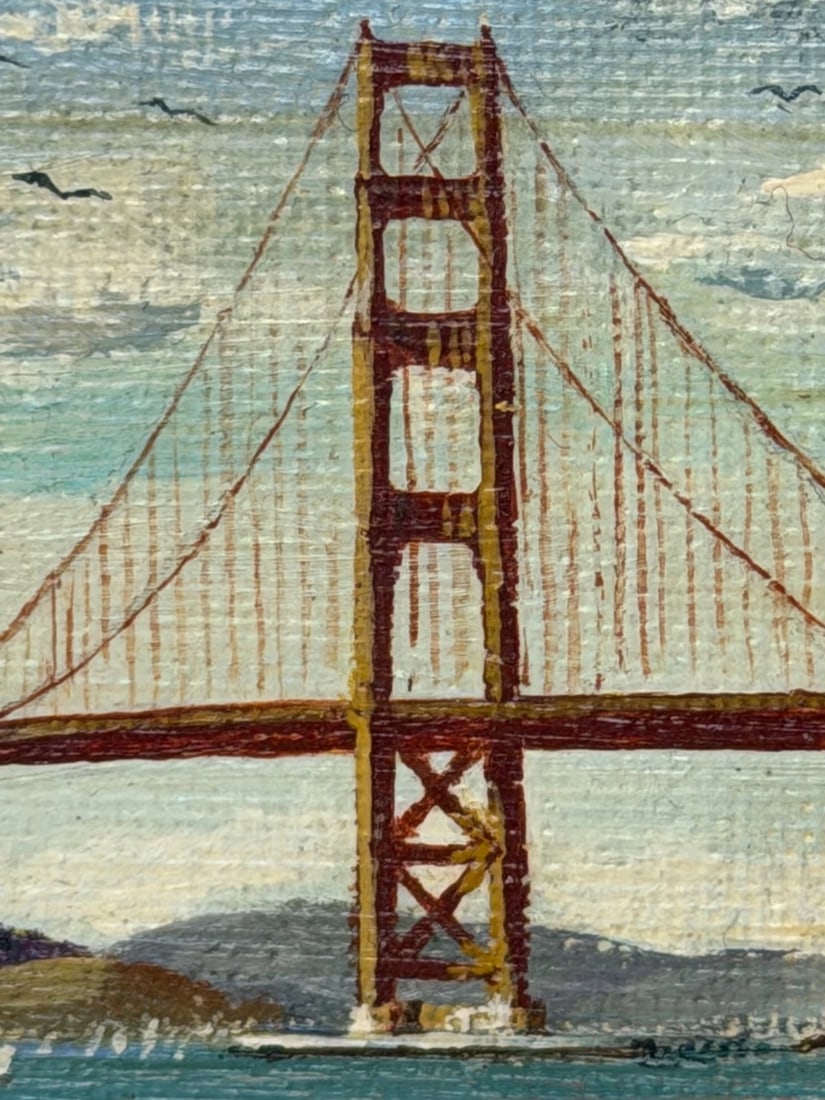 Oil Coastal Painting Golden Gate Bridge, San Francisco, California c.1980 - 6