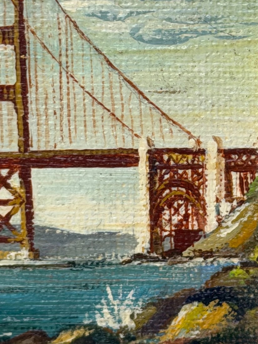 Oil Coastal Painting Golden Gate Bridge, San Francisco, California c.1980 - 7