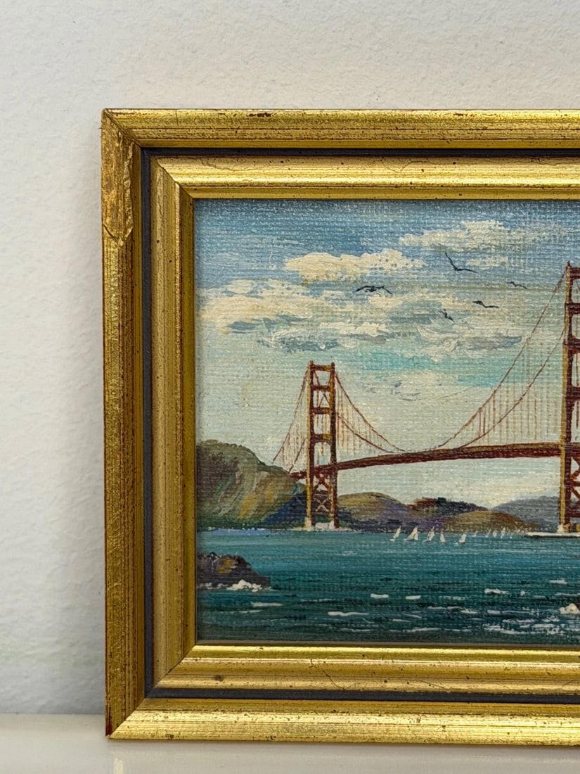 Oil Coastal Painting Golden Gate Bridge, San Francisco, California c.1980 - 9