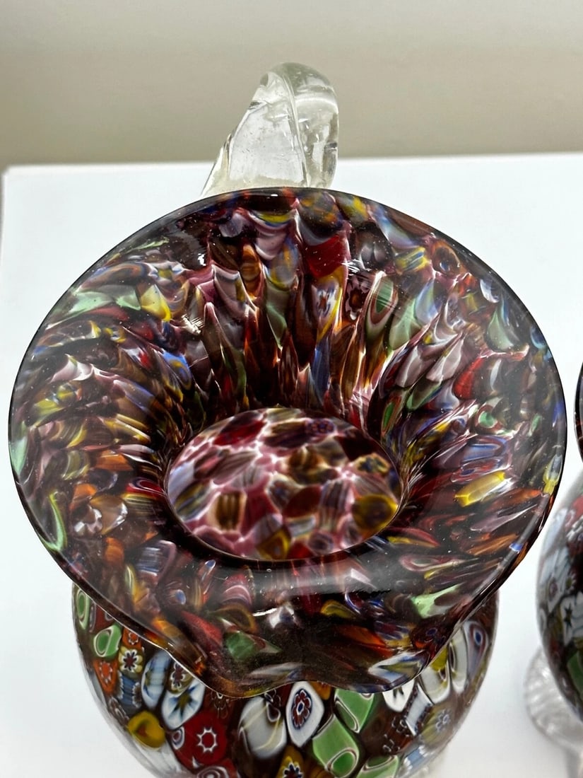 2 Decorative Original Italian Murano Fratelli & Torso Millefiori Glass Vases - 19