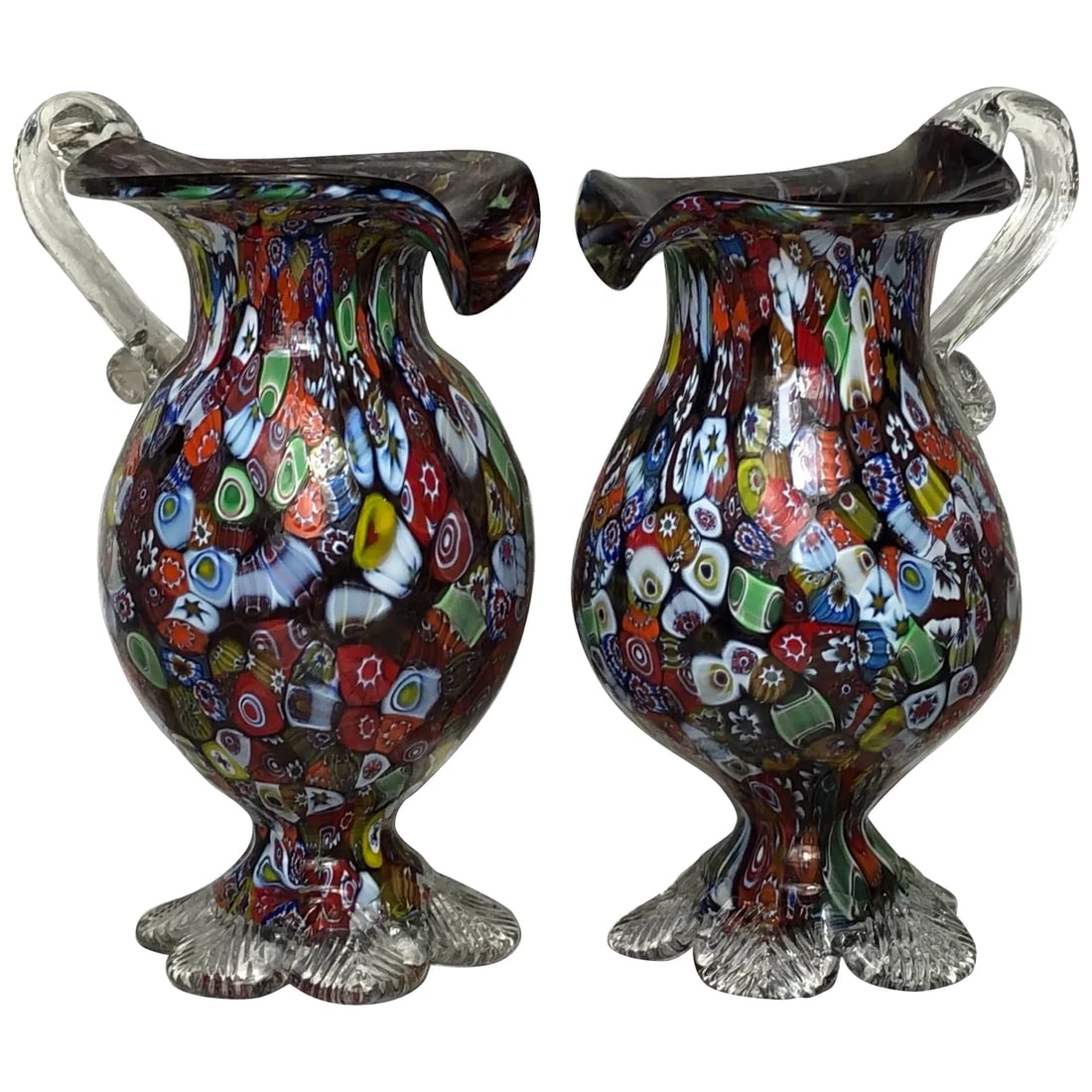 2 Decorative Original Italian Murano Fratelli & Torso Millefiori Glass Vases (1 of 20)