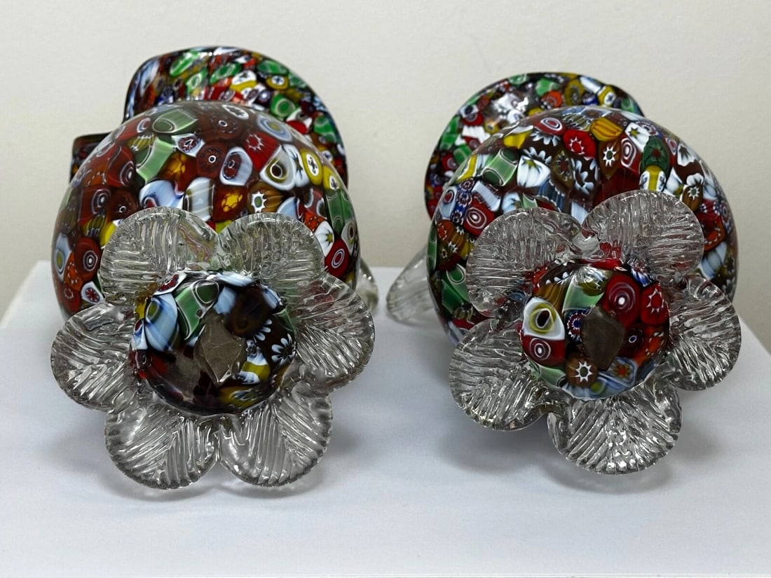 2 Decorative Original Italian Murano Fratelli & Torso Millefiori Glass Vases - 5