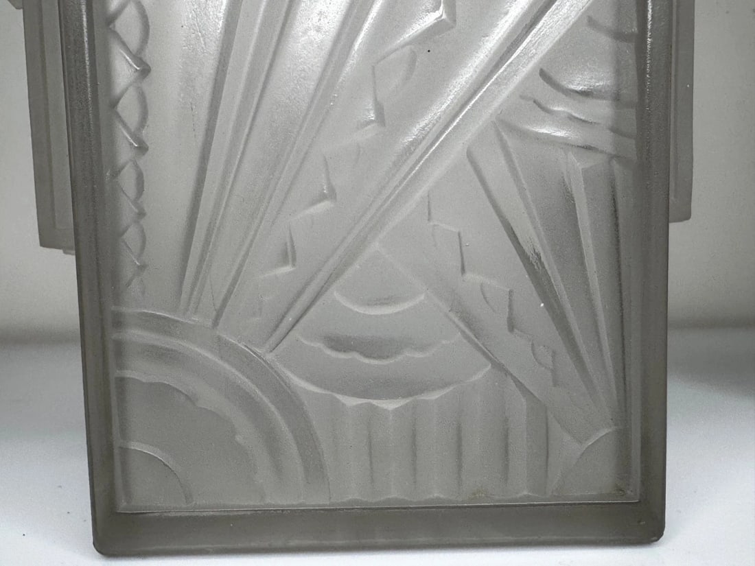 Pair Art Deco Skyscraper Glass Wall Lights in the Manner Of Marius-Ernest Sabino - 5