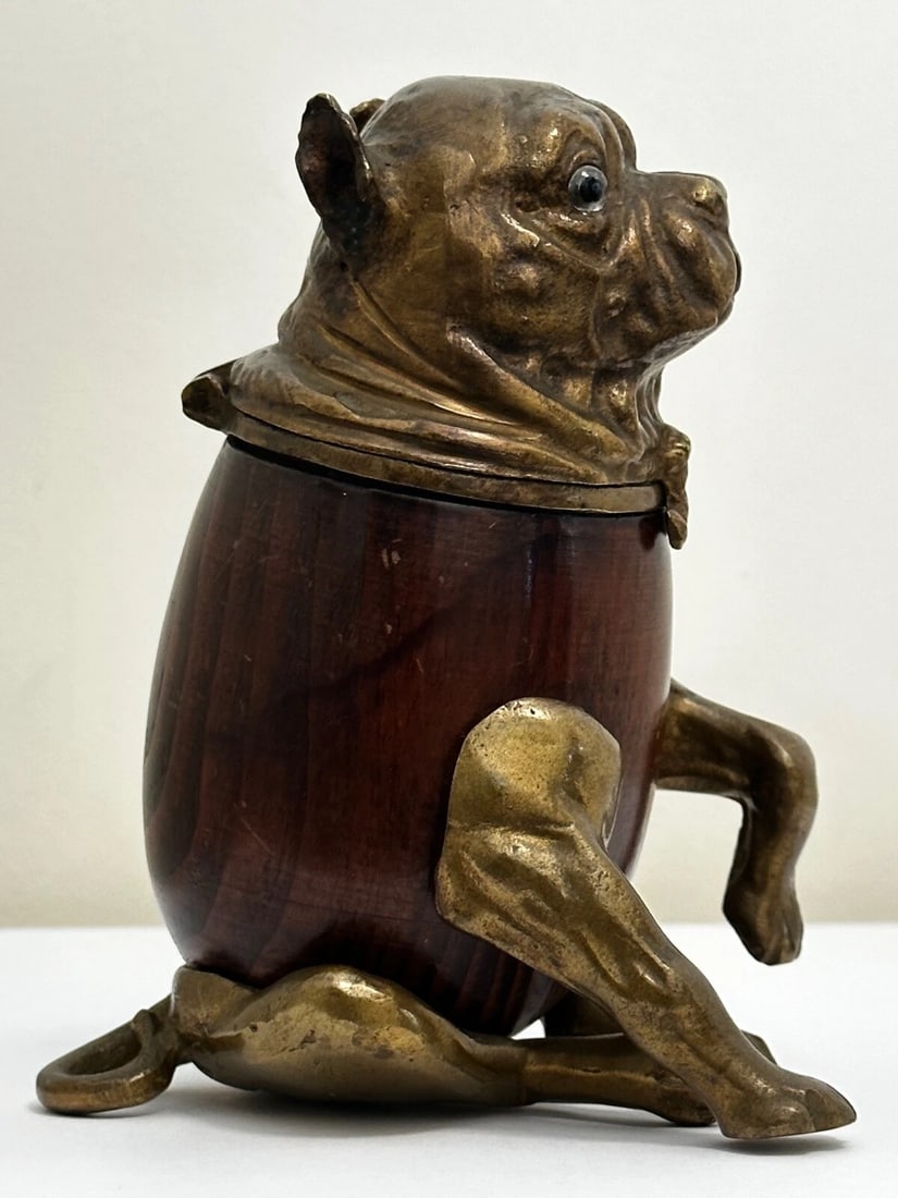 Small Victorian Style Decorative Bulldog Inkwell Named Charlie - 10