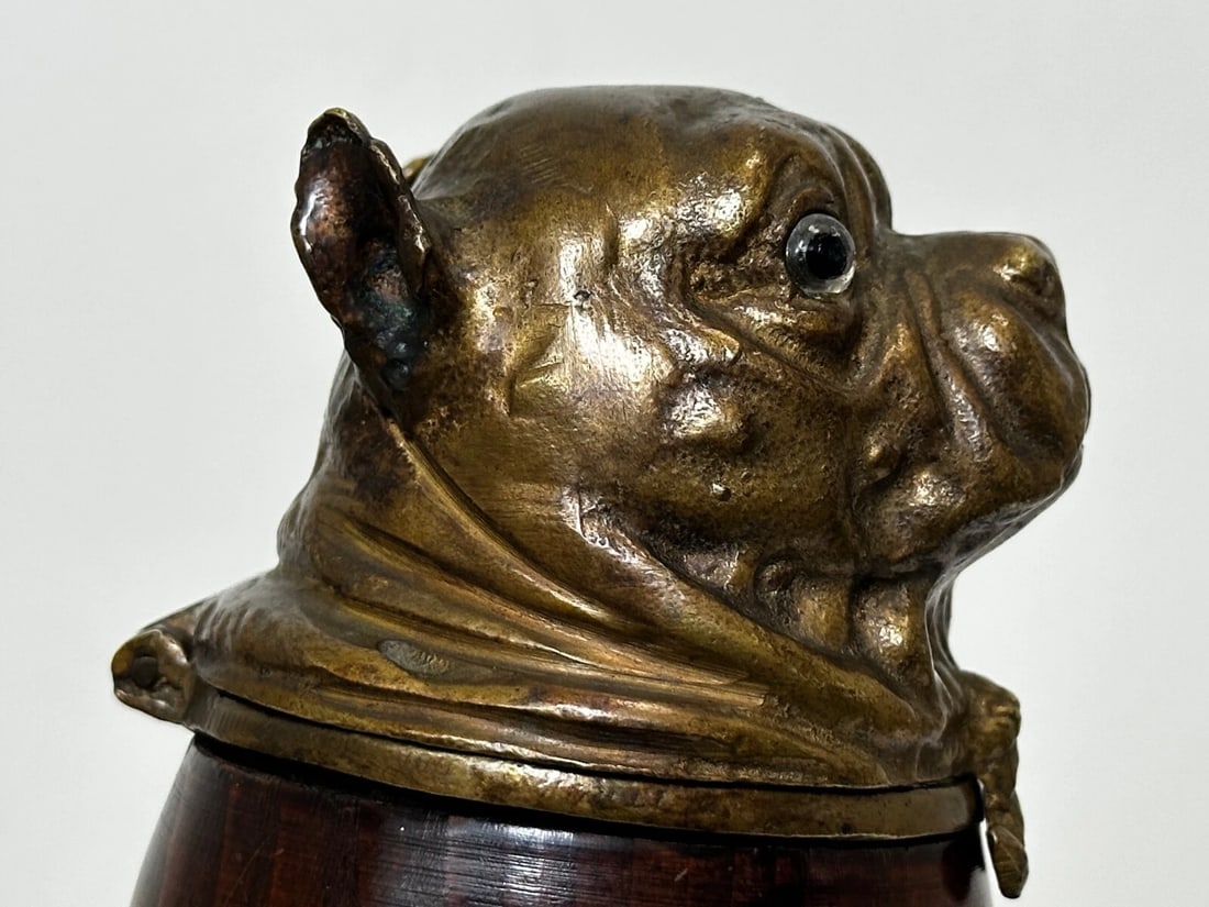 Small Victorian Style Decorative Bulldog Inkwell Named Charlie - 12
