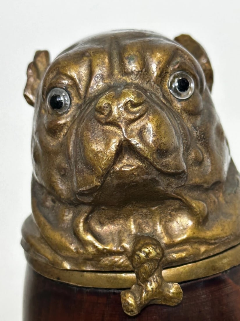 Small Victorian Style Decorative Bulldog Inkwell Named Charlie - 4