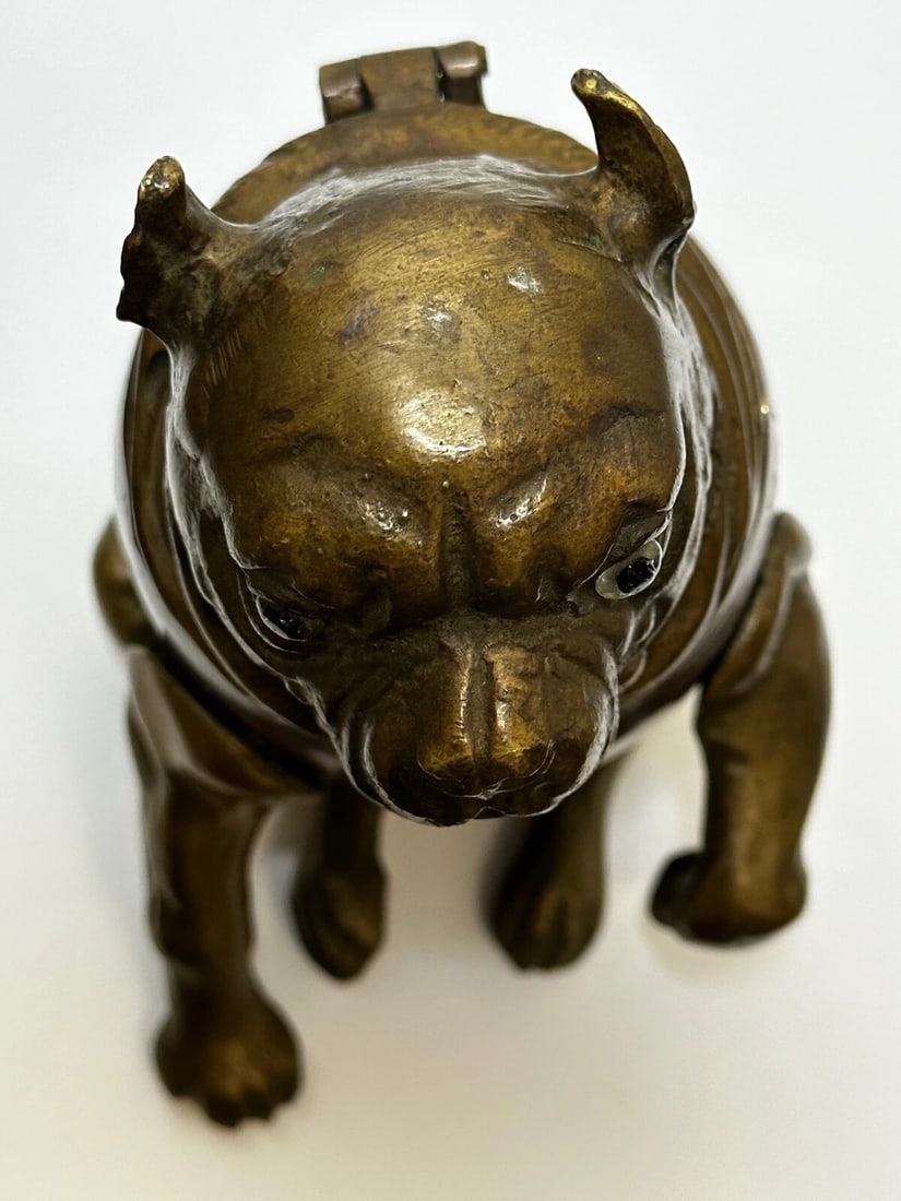 Small Victorian Style Decorative Bulldog Inkwell Named Charlie - 7