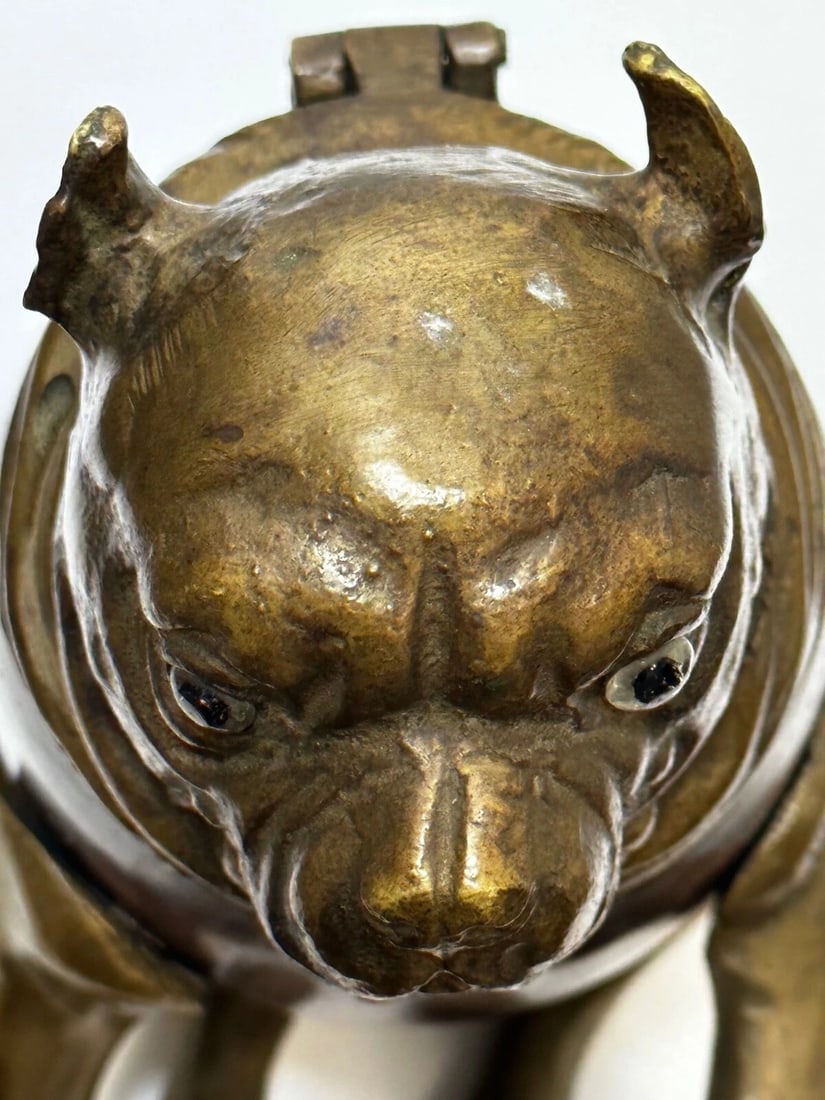 Small Victorian Style Decorative Bulldog Inkwell Named Charlie - 8