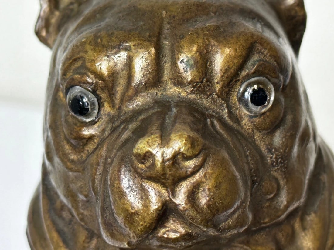 Small Victorian Style Decorative Bulldog Inkwell Named Charlie - 9