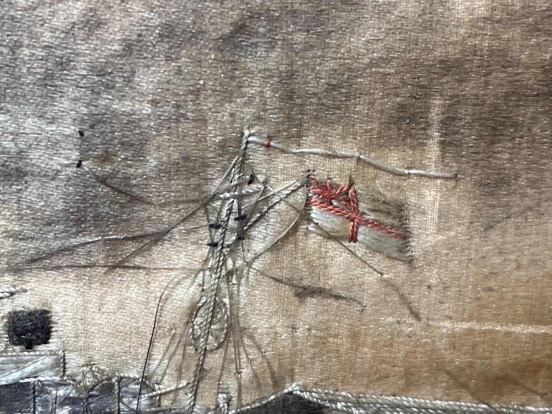 Antique Marine Silk Embroidery WW1 Royal Navy Light Cruiser Ship HMS Concord - 15