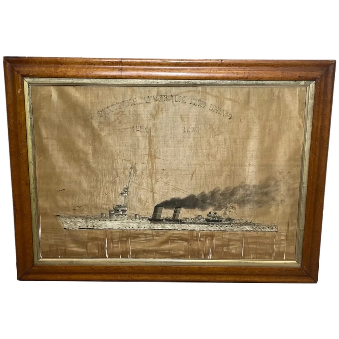 Antique Marine Silk Embroidery WW1 Royal Navy Light Cruiser Ship HMS Concord: Antique Artwork Silk Embroidery WW1 Royal Navy Light Cruiser Ship HMS Concord Click image to enlarge Description 1 Rare Antique Marine Decorative Artwork Silkwork Embroidery WW1 Royal Navy Light Cruis