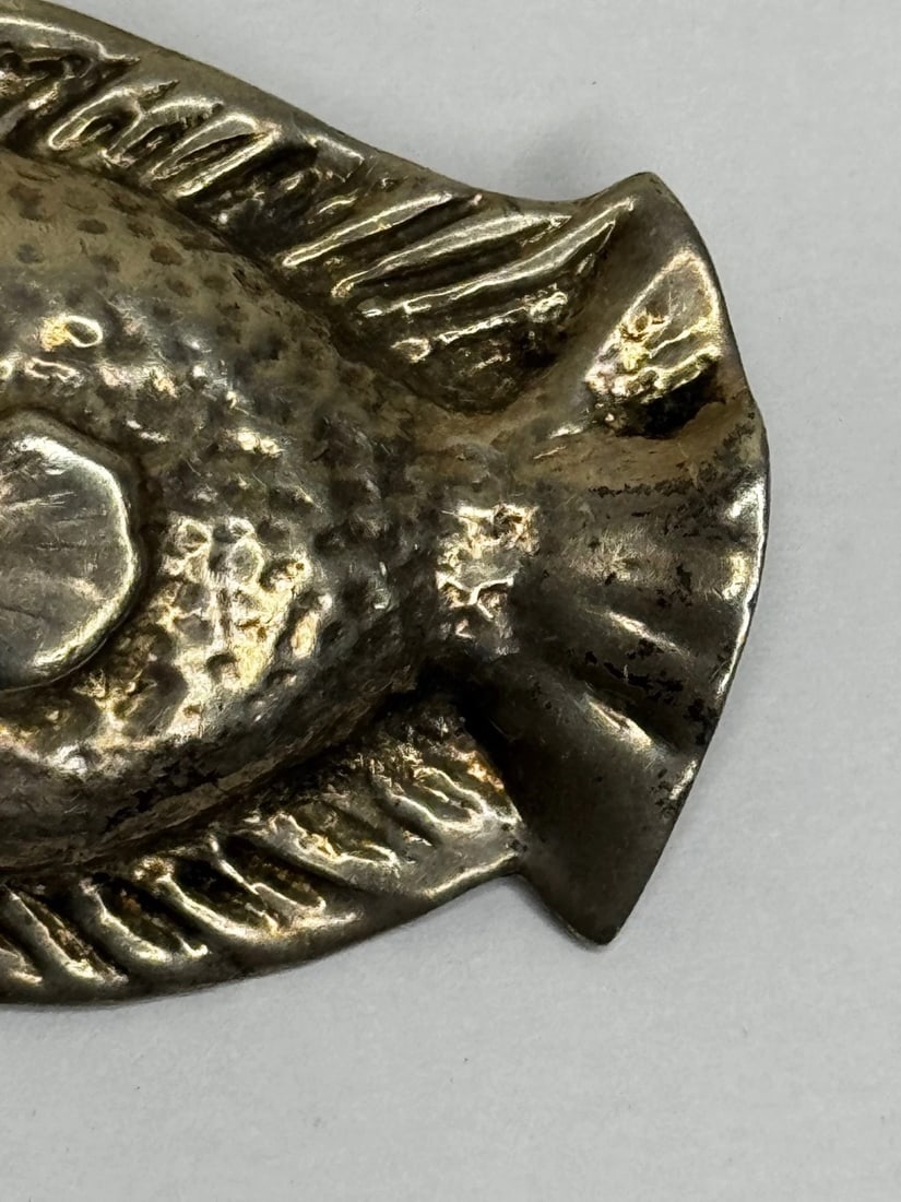 Mid-Century Sterling Silver Bream Fish Brooch Scandinavian Modernist Style Taste - 3