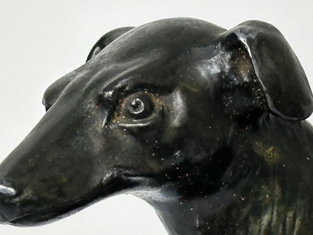 Small British Art Deco Sporting Prized Racing Greyhound Stud Bronze Sculpture - 15
