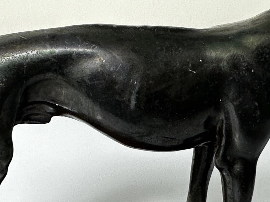 Small British Art Deco Sporting Prized Racing Greyhound Stud Bronze Sculpture - 19