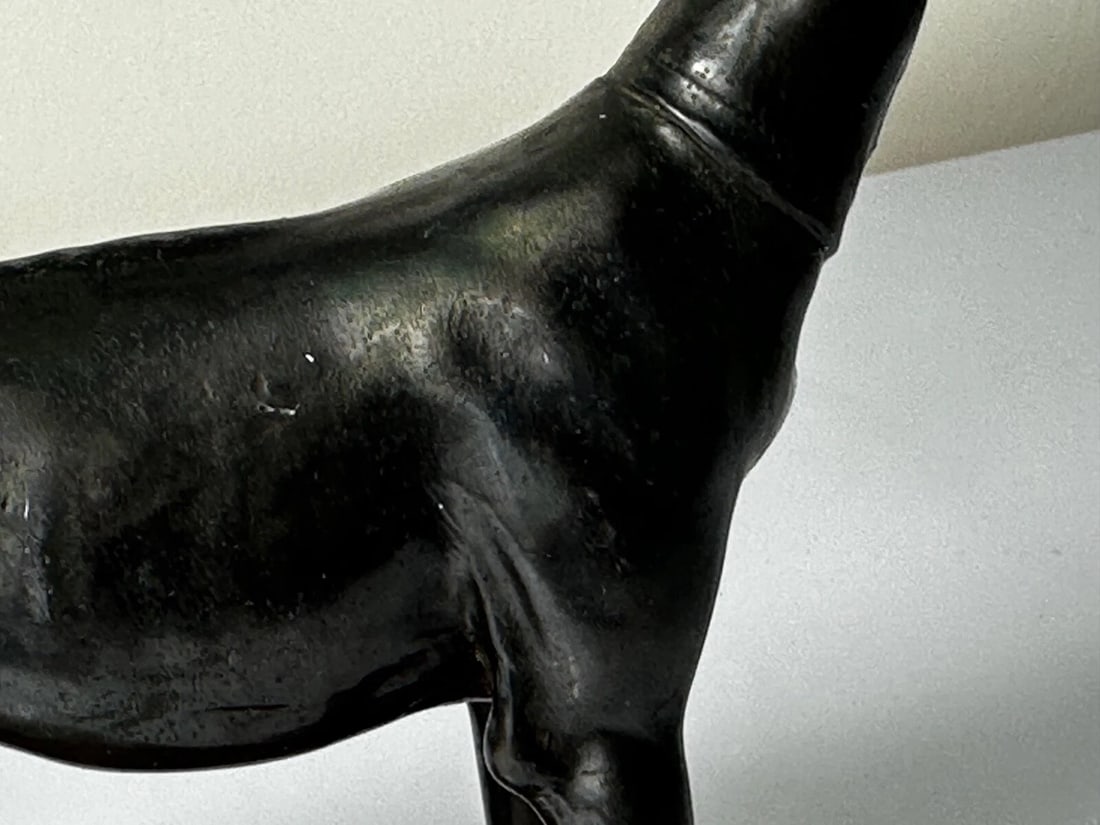 Small British Art Deco Sporting Prized Racing Greyhound Stud Bronze Sculpture - 20
