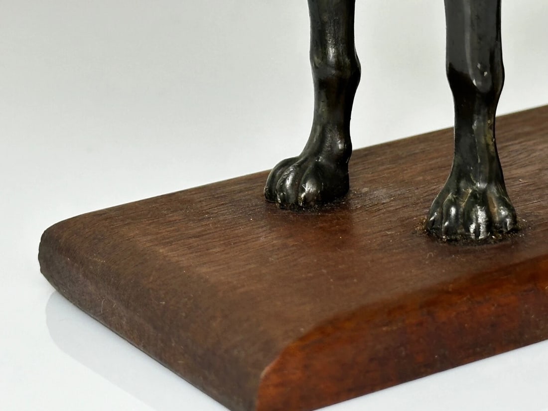 Small British Art Deco Sporting Prized Racing Greyhound Stud Bronze Sculpture - 3